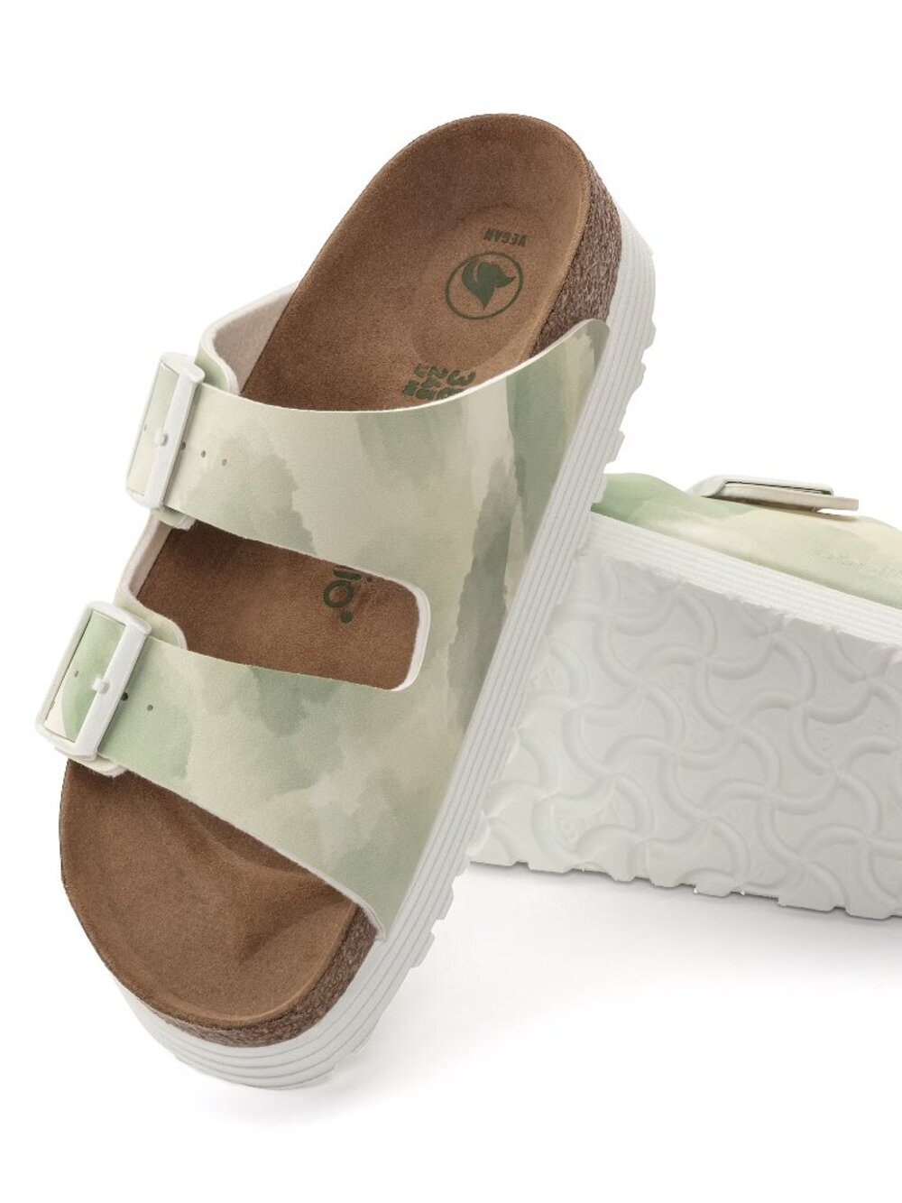 NWT Birkenstock Papillio Women's Arizona Grooved Sandals Watercolor Khaki